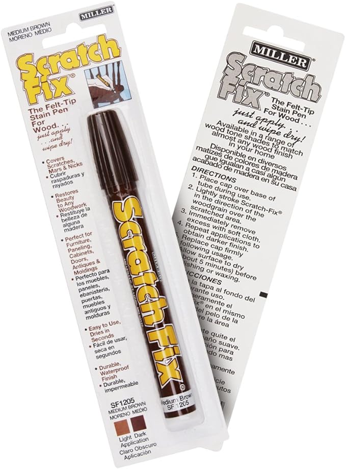 Miller SF1205 Wood Stain Scratch Fix Pen / Wood Repair Marker - Medium Brown Wood