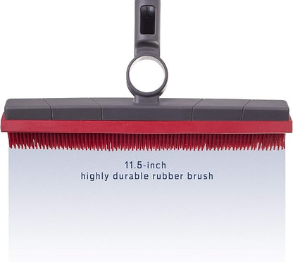 Premium Rubber Floor Brush with Squeegee for Carpets & All Surfaces - Pet Hair Remover - 11.5 Inches (Attachment Only)