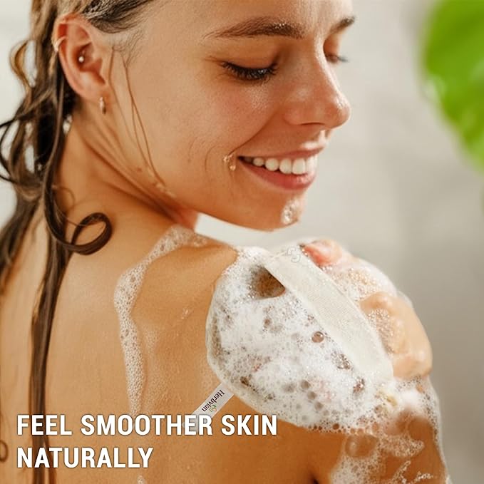 Vietnamese Natural Loofah Exfoliating Body Scrubber Pads, 100% Plant-Based Shower Luffa Sponge, Bath Loofah for Women Men (3, Oval 6.5"x4.9")