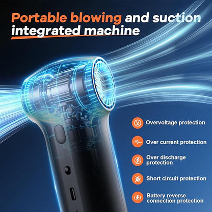 Compressed Air Duster, Rechargeable Electric 2-in-1 Air Blower and Car Vacuum, 130000RPM 3 Speed Super Power Brushless Motor, Fast Charging, Dust Blower for Computer, Keyboard, House, Outdoor and Car