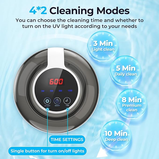 Ultrasonic Retainer Cleaner Machine, Denture Dome for Cleaning Dentures, Mouth Guard, Night Guard, Aligner, Jewelry, 45kHz 250ML UV Ultrasonic Denture cleaner Ultra Sonic Cleaner for Retainers