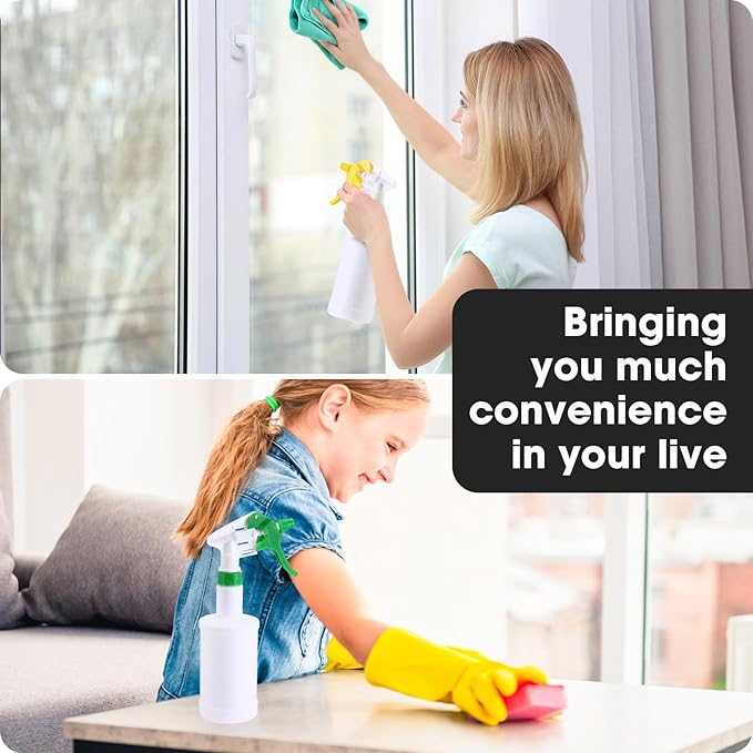 Eccliy 12 Pcs 16 Oz Plastic Spray Bottle, Adjustable Empty Reusable Sprayer for Cleaning, Planting, Water, Bathroom and Kitchen, BBQ, Commercial and Residential (Measurement,Multicolor)