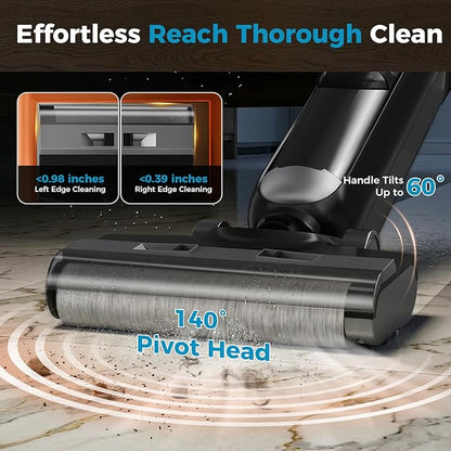 Wet Dry Vacuum Cleaner, Cordless Floor Washer, Vacuum and Mop All in One with Auto Self-Cleaning, Dual Water Tank & Tangle-Free Brush Design, Dual-Edge Cleaning, Up to 35-Minute Runtime