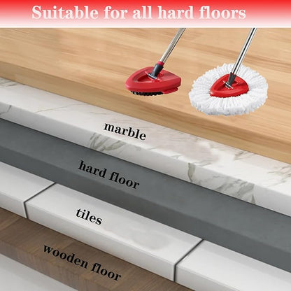 Spin Mop Replacement Head Mop Replace Head Compatible with O Cedar EasyWring Spin Mop - 4 O-Ceda Mop Refills、30-58in Mop Handle and 1 Mop Base and 1 Mop Base Scrub Brush Combo Set