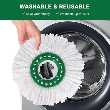 Mop Head Replacement for Libman Tornado Spin Mop System, Resuable Microfiber Mop Refill Pad, Easy to Replace, Machine Washable - White（3 Pack）