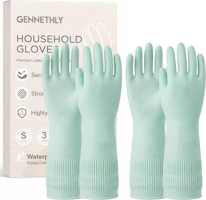 Cleaning Rubber Gloves, Waterproof Non-Slip Long Cuff Dishwashing Household Kitchen Gloves