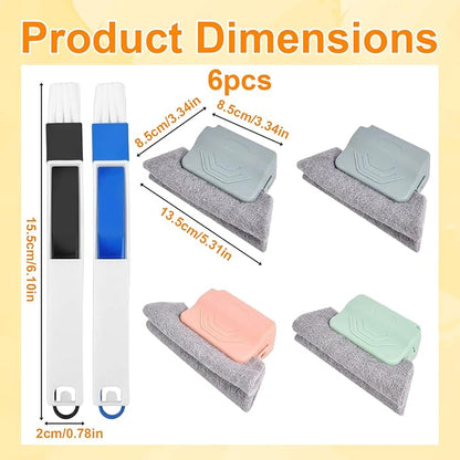 Window Track Cleaner, Window Track Cleaning Tools, Magic Window Track Cleaner with 6 Gap Brushes, 4 Large and 2 Long Brushes for Window Sill Cleaning, Efficient Window Track Cleaning Tools