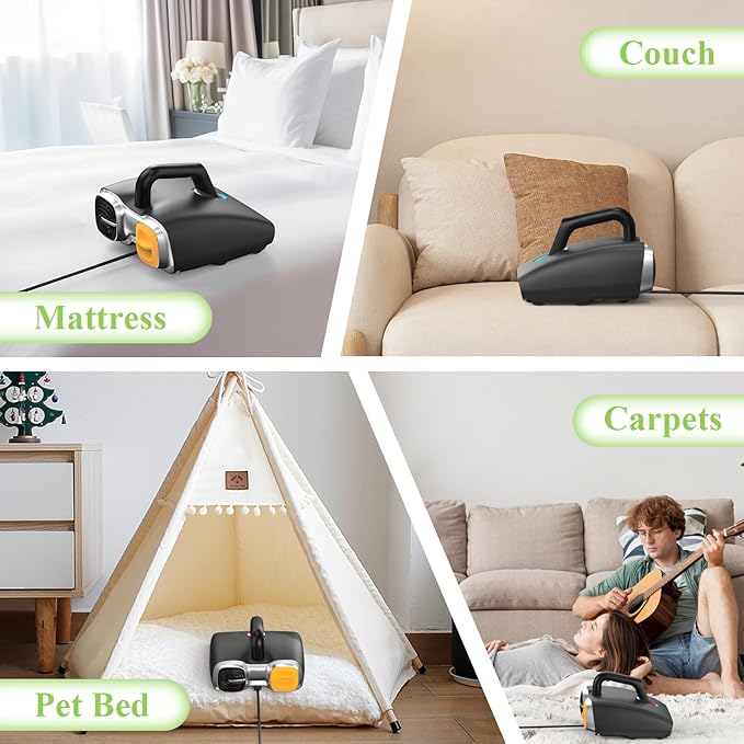 Minthouz Mattress Vacuum Cleaner 6-in-1 Bed Vacuum with 15Kpa Suction 450W & 120000 RPM/Min Dual Brushroll Rotation Handheld Vacuum Widened Suction Port, Corded