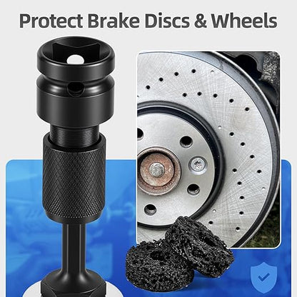 BURMONG Wheel Hub Cleaning Tool with Dual-Head Adapter, Brake Hub Cleaning Kit Includes 3 Pads for Rust Removal & Polishing, Wheel Stud Cleaner Compatible with Power Drill & 1/2" Impact Wrenches (3)