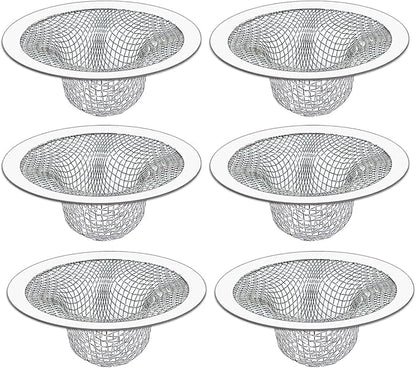 Seatery 2.75" Top / 1.0" Basket Bathtub Drain Strainers, Bathroom Sink Strainers, Shower Drain Hair Catcher, Drain Strainer for Laundry, Mop Pool, Utility, Slop, RV Sink, Stainless Steel, Pack-6