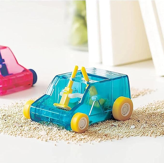 JJLFresheners Desktop Mini Cleaner and Dust Sweep, Blue Transparent, Car Table Dust Cleaning Trolley Keyboard Confetti Pencil Eraser Dust Sweeper Deft Processed