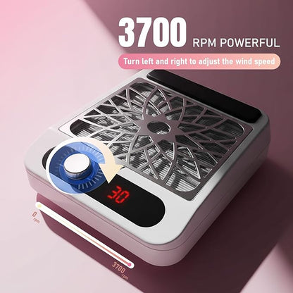 Nail Dust Collector Vacuum for Nail Techs – Powerful Suction, Quiet 3-Speed Fan, Reusable HEPA Filter, One-Knob Control, Compact Portable for Gel/Acrylic Nails, Salon & Home