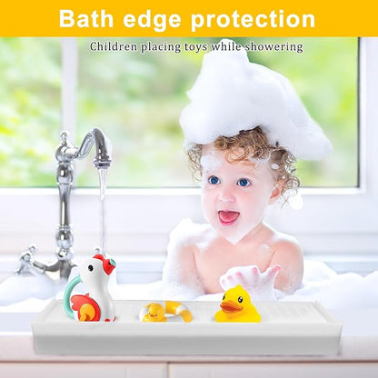 Silicone Edge Protectors - Multifunction Sink Accessories, Splash Guard & Draining Mat for Kitchen, Bathroom Sink, Steel, Granite, Quartz Countertops(Transparent)