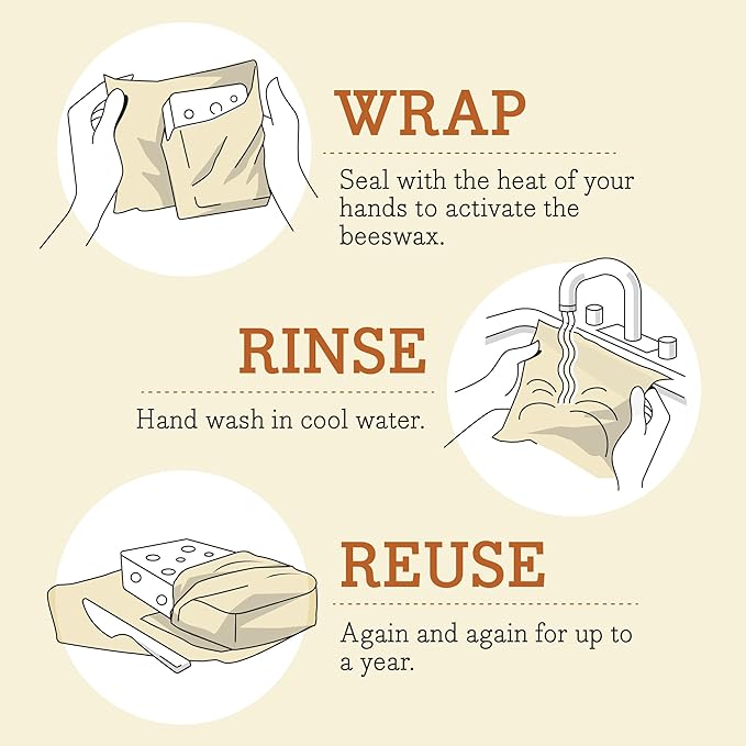 Bee's Wrap Beeswax Wraps for Food - 3 Pack of Assorted Beeswax Wraps - Small, Medium & Large Wrap - Plastic Free Made in USA Reusable Natural Food Wrap - Botanical Print