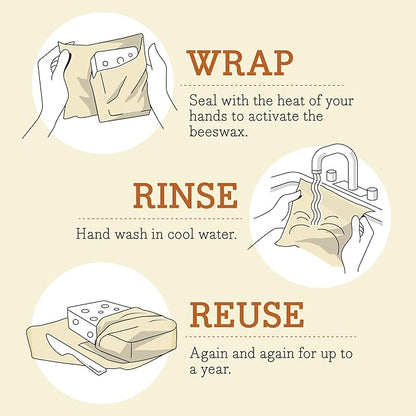Bee's Wrap Beeswax Wraps for Food - Cut to Size 14x52" Beeswax Wrap Roll - Plastic Free Made in USA Reusable Natural Food Wrap - Bees & Bears