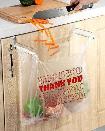 Trash Bag Holder Rack, Over Cabinet Door Garbage Bag Storage Organizer, Stainless Steel, 5.5 Inches