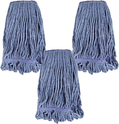Commercial Heavy Duty Mop Heads Replacement for Rubbermaid: 3 Packs Industrial Wet Mop Head for Floor Cleaning - Commercial Products Looped End String Head Refills