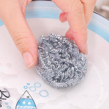 Generic Steel Wire Cleaning Ball - 4PCS Stainless Steel Sponges Scrubbers | Metal Scrubber Scouring Pads Ball | Dishes Washing Scrubber | Steel Scrubber Ball Steel Wire Ball Brush for Kitchen Sink