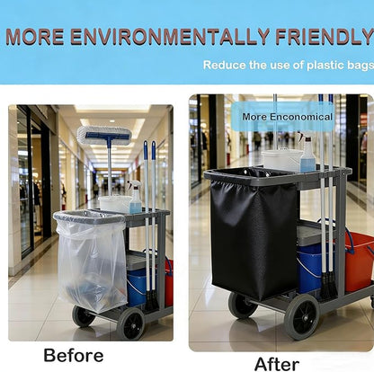 High Capacity Replacement Janitorial Cart Bag, Waterproof, Thickened Housekeeping Cart Cleaning Bag, 16 x 11 x 27 Inches