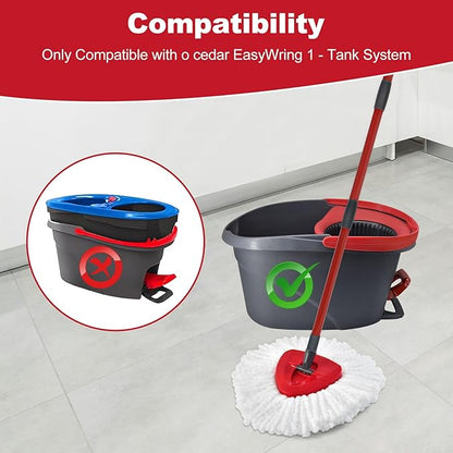 Spin Mop Handle,Mop Replace Heads,Brush and Base Compatible with O Cedar EasyWring 1 Tank,2 Microfiber Mop Refills and Brush,4-Section 30-58" Mop Handle,Mop Base Combo Set for Wet/Dry Floor Cleaning