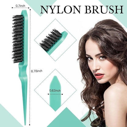 Hair Brush Set with Continuous Spray Bottle，Slick Back Hair Brush Back Brushing, Combing, Slicking Hair (green)