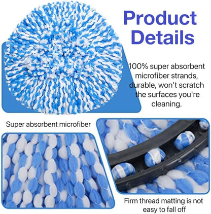 6 Pack Spin Mop Heads Replacements Compatible for O ceda RinseClean 2 Tank System, Microfiber Mop Refills Head for 4.33in Core,Easy to Replace and Deep Cleaning