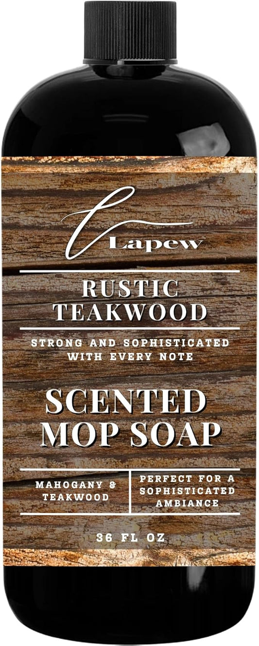 Lapew Rustic Teakwood Scented Mop Soap - Luxury Floor Cleaner Concentrate for Mopping Tile, Laminate, Vinyl & Hardwood | Streak-Free, Low-Foam | 36 oz