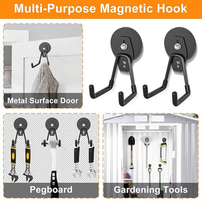 ENUODA Strong Magnetic Hooks Heavy Duty Magnet Garage Hooks for Cruise Magnet Tool Holder for Hanging Garden Tools, Cabinet, Van, Pegbaord, Kitchen, Outdoor, 2Pack