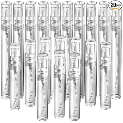 Teenitor 20Pcs Mini Spray Bottles, 10ml 5ml Perfume Atomizer Fine Mist, Plastic Perfume Bottles Empty, Clear Perfume Travel Refillable Spray Bottle