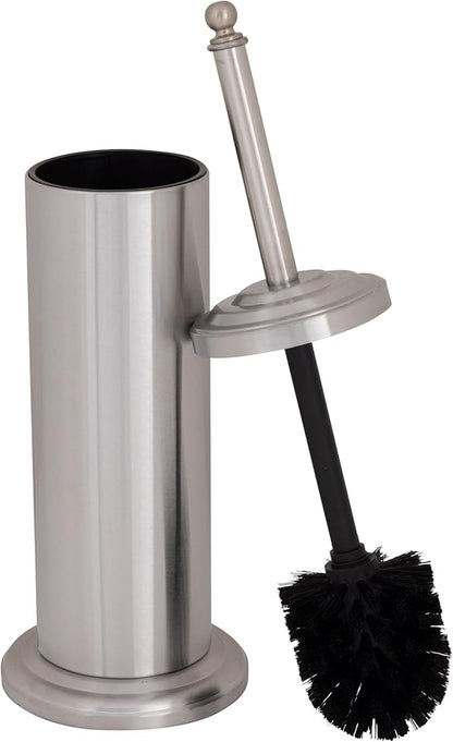 Bath Bliss Bathroom Accessories 3 Piece Trash Can, Plunger & Toilet Brush Combo Bath Set, Stainless Steel Silver (AZ-120001-SS)