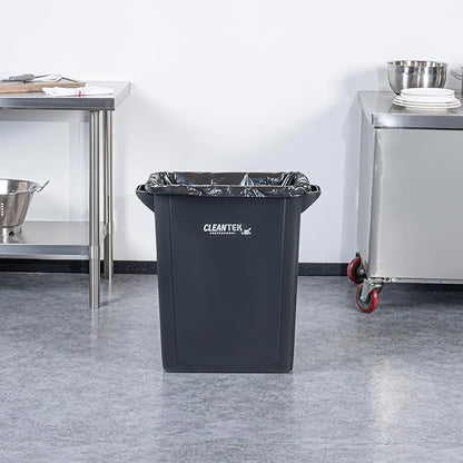 Restaurantware-Clean Tek Professional 15 Gallon Trash Can, 1 Slim Rectangle Waste Basket - With Handles, Space Saving, Black Plastic Garbage Bin, For Commercial Space, Office, Store, Cafe, And More
