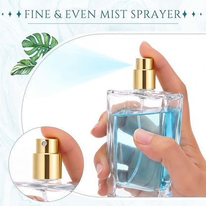 Teenyyou 6 Pack 100ml/3.4oz Refillable Glass Perfume Spray Bottles, Vintage Atomizer with Refill Tool, Empty Antique Perfume Bottles for Travel, Home Decor(Luxury Gold)