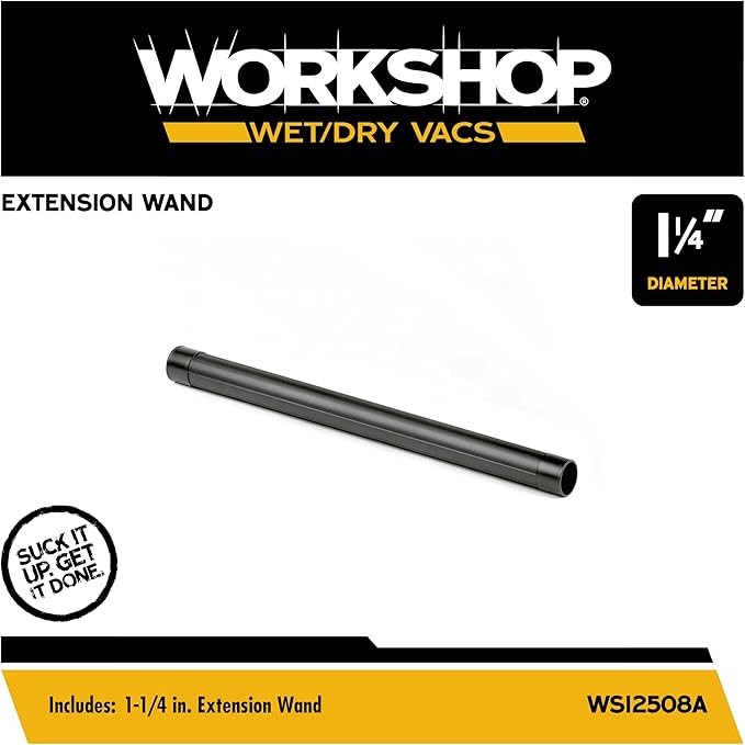 WORKSHOP Wet/Dry Vacs Shop Vacuum Accessories WS12508A Extension Wand Attachment for Wet Dry Vacuum Cleaners, Fits 1-1/4-inch Extension Wands and Hoses