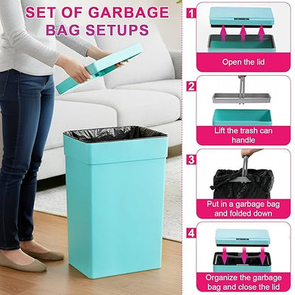 PayLessHere 13 Gallon 50 L Trash Can with Lid Outdoor Waste Bins Plastic Kitchen Trash Bin Automatic Touch Free Motion Sensor Trash Can
