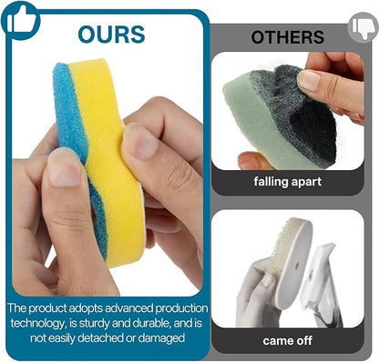 8 Packs Non Scratch Powerful Cleaning Sponge Refillsa - Compatible with Scrub Daddy Wand. (Blue)