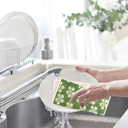 6 - Pack Swedish Kitchen Dish Cloths - Reusable Paper Towels for Counters & Dishes - Eco Friendly Cellulose Sponge Cloth (Botany)