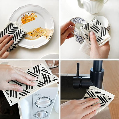 Swedish Dishcloths for Kitchen,6 Pack Black Minimalist Swedish Dish Towels,Cellulose Sponge Cloths,Non Scratch Reusable Paper Towels Biodegradable and Reusable Kitchen Dish Rags
