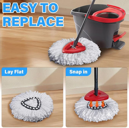 Mop Replacement Heads for O Cedar: Mop Replace Head Easy Wring Spin - Mop Heads Replacements Easy to Clean Install and Replaceable Mop Head Machine Washable (6pack)