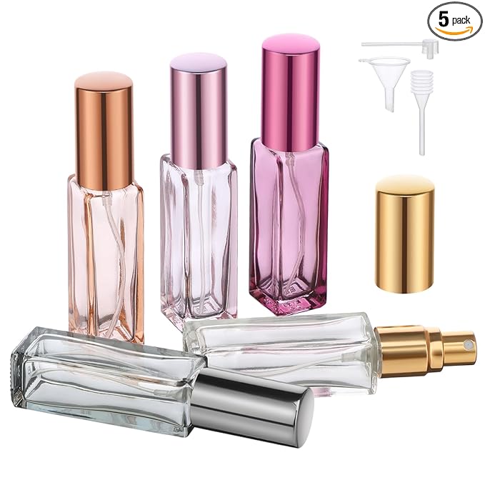 Segbeauty 5pcs 10ML Perfume Travel Refillable, Mini Cologne Perfume Bottles Empty, Portable Atomizer Sprayer for Perfume Travel Size Spray Bottle Pocket Glass Spray Bottles Toiletries Sample Dispenser