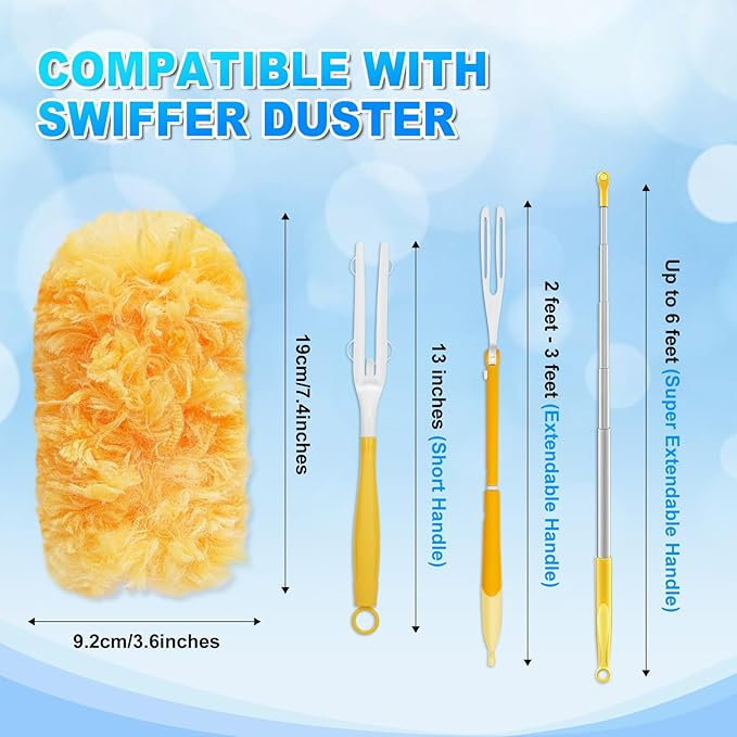 Duster Refill Compatible with Swiffer Duster Handle, 360 Heavy Duty Duster Refills with 2 Handles, Compatible with Swiffer Duster Refills for Dusting Vents, Baseboards, Furniture, 22 Count