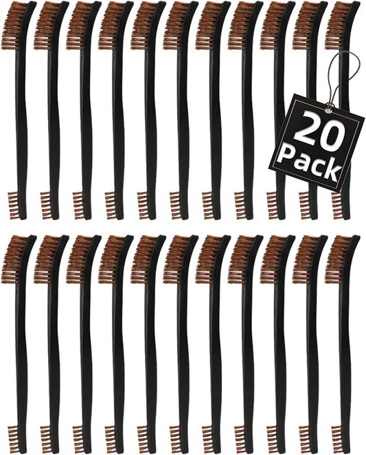 20 Pack Miaozhun Double-Ended Gun Cleaning Brush, 7 Inch Phosphor Bronze Bristle Brushes, Gun Cleaning Supplies Kit, All Purpose Crevice and Detail Cleaning Brushes