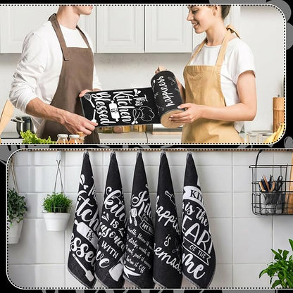 Mindsoft 36 Pcs Farmhouse Kitchen Homemade Reusable Paper Towels Rolls Washable Bulk Spring Kitchenware Black White Towels Paperless Reusable Cloth Cotton Napkins with Cardboard for Kitchen Bathroom