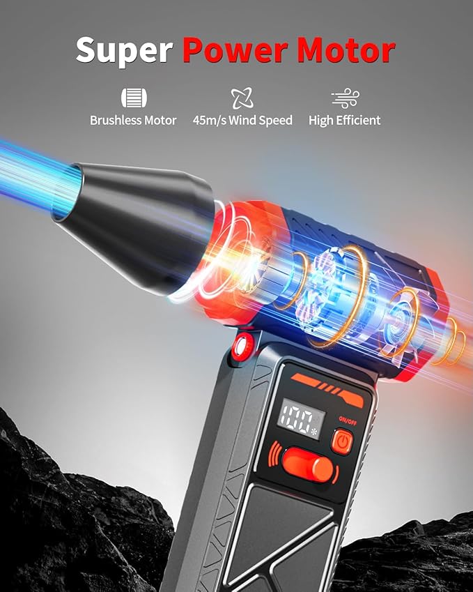 Electric Compressed Air Duster, 150000RPM Cordless Air Duster with 8000mAh Rechargeable Battery, Stepless Speed, Adjustable 90 Nozzle, LED Light for PC Cleaning, Keyboard, Car Interior, Home