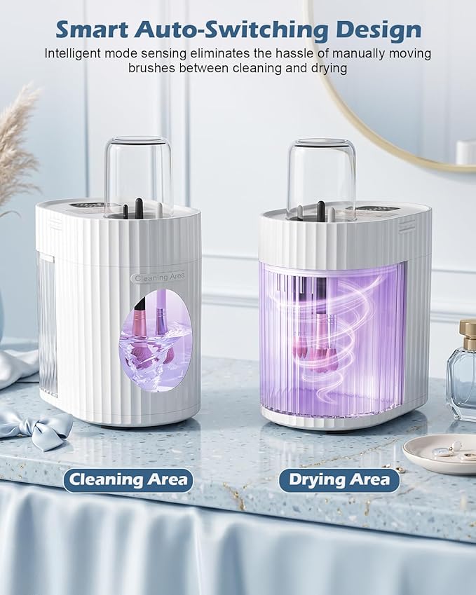 CloudValley Electric Makeup Brush Cleaner Machine, Automatic Fast Deep Clean & Dryer, Low Noise Portable Beauty Brush Cleaning Tool, Daily Easy Use for Makeup Lovers & Professional Makeup Artists