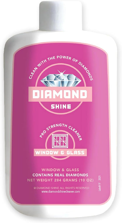 Diamond Shine Professional Window and Glass Cleaner & Polish - Hard Water Stain, Water Spot, Calcium, Lime, Rust - Shower Door, Glass, Windows - 10 oz
