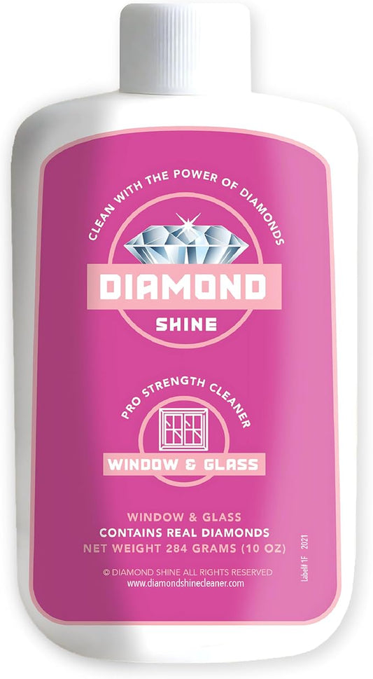 Diamond Shine Professional Window and Glass Cleaner & Polish - Hard Water Stain, Water Spot, Calcium, Lime, Rust - Shower Door, Glass, Windows - 10 oz