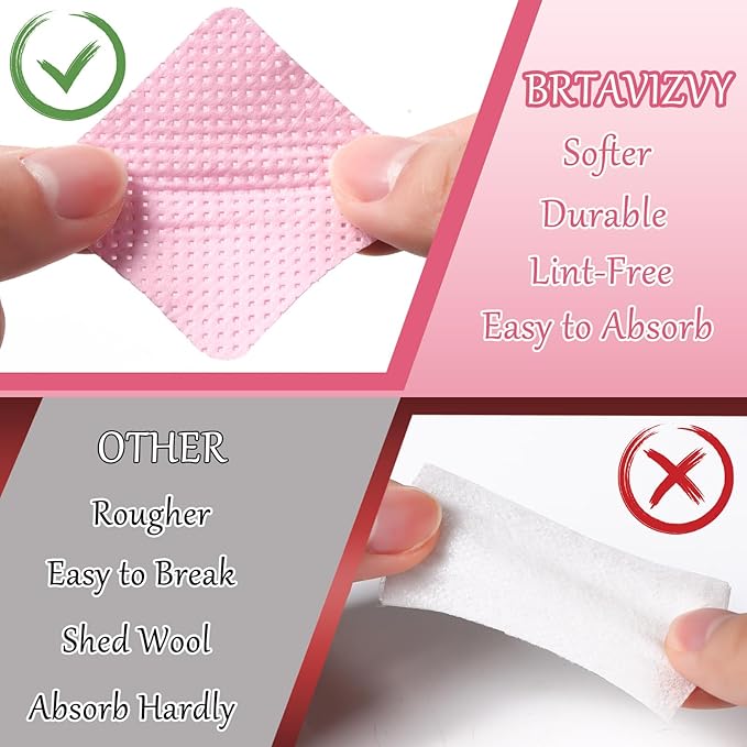 Lint-Free Nail Wipes With 100ML Empty Spray Bottle Set,1080pcs Pink Non-Woven Fabric Dry Nail Prep Skin Nail Polish Remover Wipes Nail Cleaning Pads Eyelash Extension Glue Wipes Paper