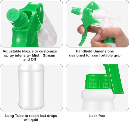 Eccliy 12 Pcs 16 Oz Plastic Spray Bottle, Adjustable Empty Reusable Sprayer for Cleaning, Planting, Water, Bathroom and Kitchen, BBQ, Commercial and Residential (Original,Red,Green)