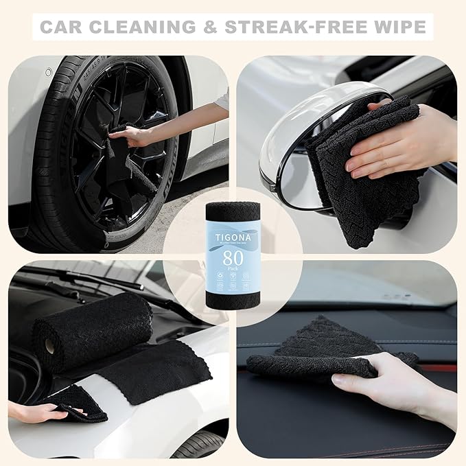 80 Pack Microfiber Cleaning Cloth Roll Reusable Paper Towels 12"x12" Tear Away Cloth,Absorbent Dish Rags for House Kitchen,Wash Cloths,Lint Free Rags for Window Cars Cleaning Supplies
