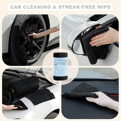80 Pack Microfiber Cleaning Cloth Roll Reusable Paper Towels 12"x12" Tear Away Cloth,Absorbent Dish Rags for House Kitchen,Wash Cloths,Lint Free Rags for Window Cars Cleaning Supplies